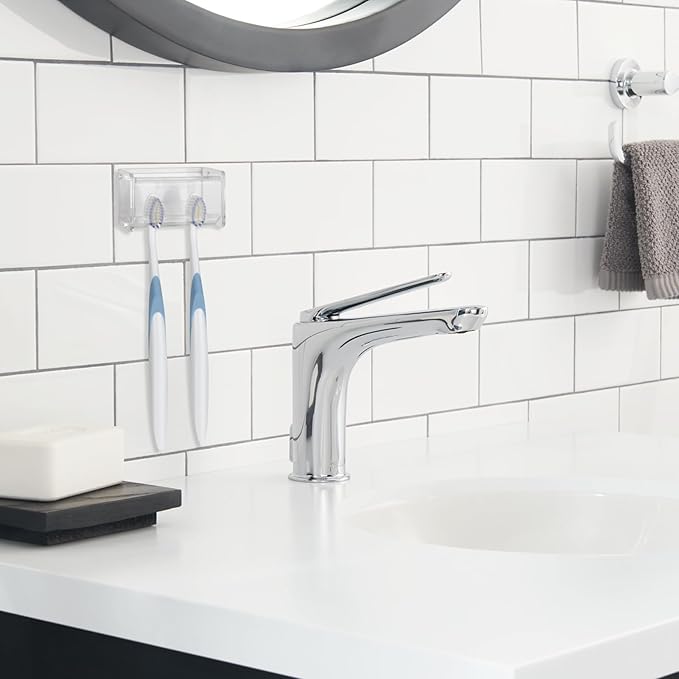 2 Pack Toothbrush Holder Wall Mounted with Cover for Bathroom, 2 Slots Toothbrush Storage Organizer for Shower, Self Adhesive Toothbrush Hanger Rack for Dorm, Cabinet (Clear)