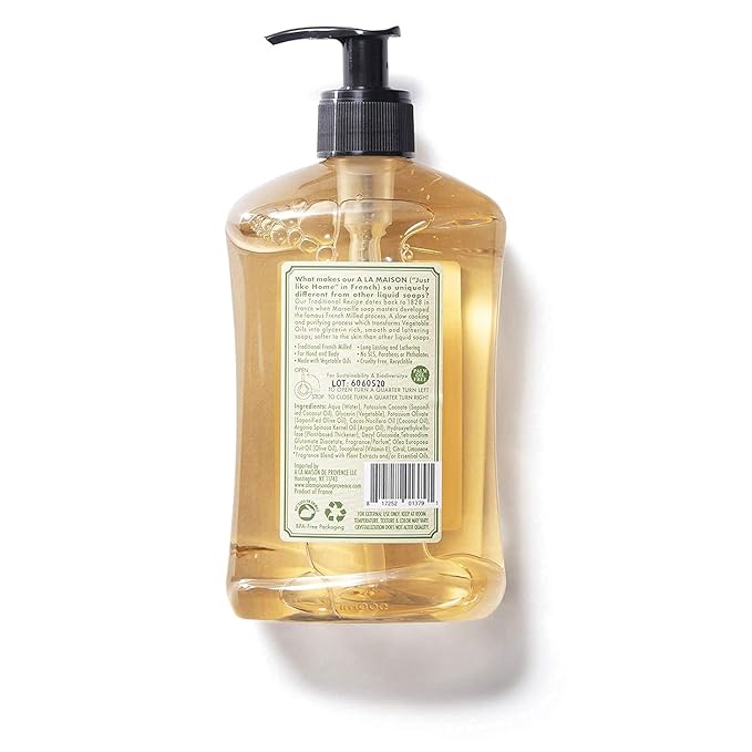 A LA MAISON Provence Lemon Liquid Hand Soap 16.9 Fl Oz - Natural Hand Wash Made with Essential Oils - Biodegradable, Plant-Based, Vegan, Cruelty-Free, Alcohol & Paraben Free (6 Pack)