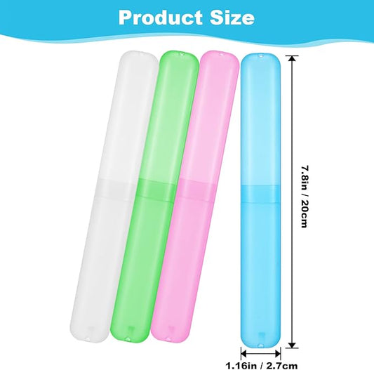 50 Pcs Plastic Travel Toothbrush Case Holder, 4 Colors Portable Breathable Toothpaste Cover Protector for Travel Camping Home School Business