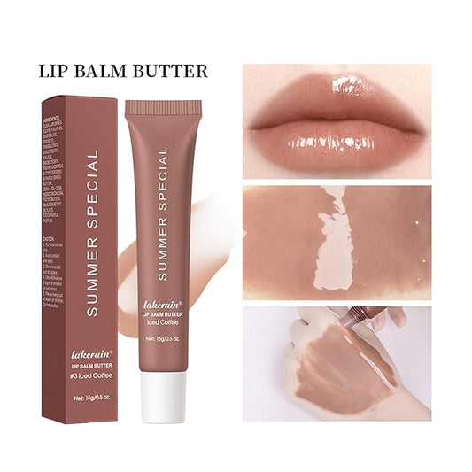 URQT Summer Special Lip Butter Balm, Hydrating, Nourishing & Softening Lip Care with Natural Oils & Fruit Extracts, Long-Lasting Moisture, Non-Sticky Shine, Soften Dry Lips Lip Care (#3 lced Coffee)