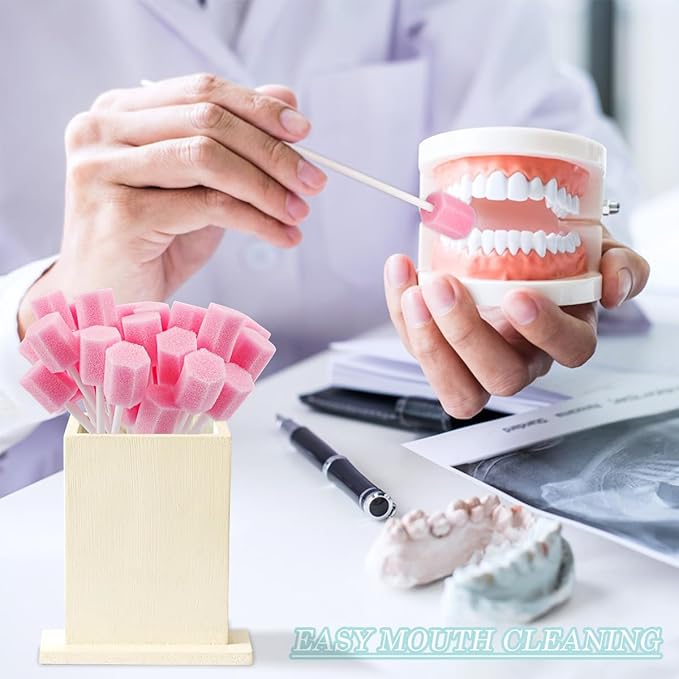 100Pcs Oral Swabs Mouth Cleaning Sponge Sticks Sterile Dental Swabs Disposable Foam Sticks Tooth Care for Adults Children