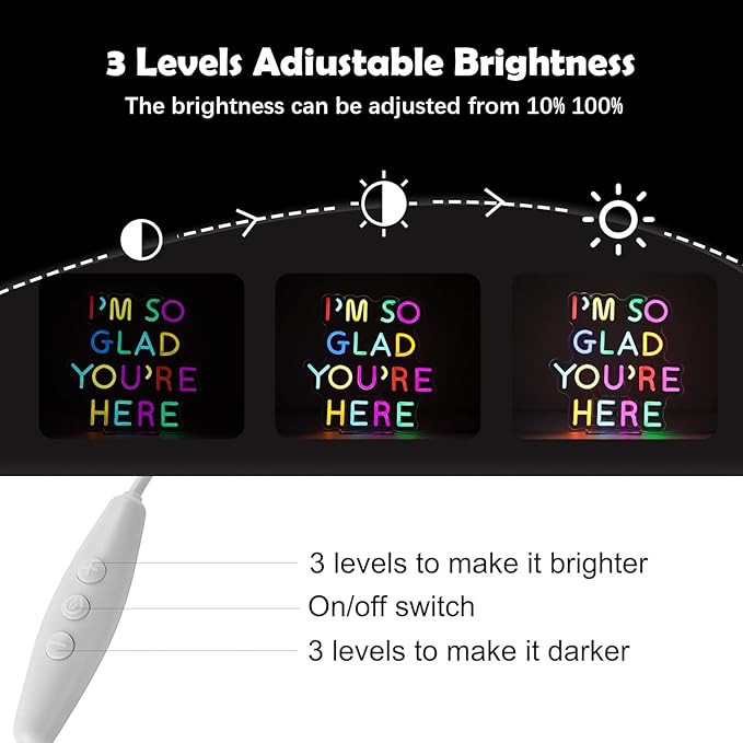 I'm So Glad You're Here Neon Sign-Classroom Decoration -Inclusive Classroom Decor-Welcome Gift-Teacher Present-Decor of primary schools and kindergartens Wall Sign Decoration Present-Birthday Christmas Gift