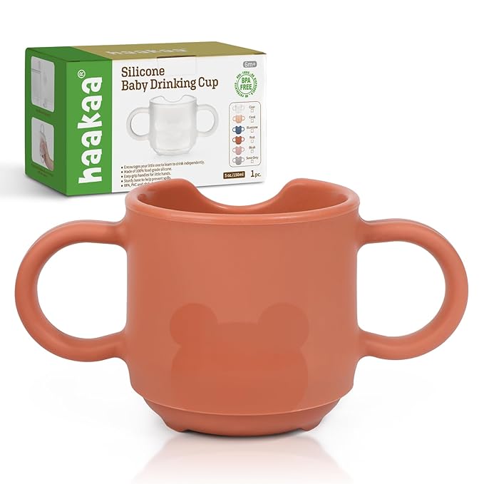 haakaa Silicone Baby Training Cup, Toddler Learning Open Cup for Baby 6 Months+, Drop-Proof BPA Free, 5 Ounce (Red)