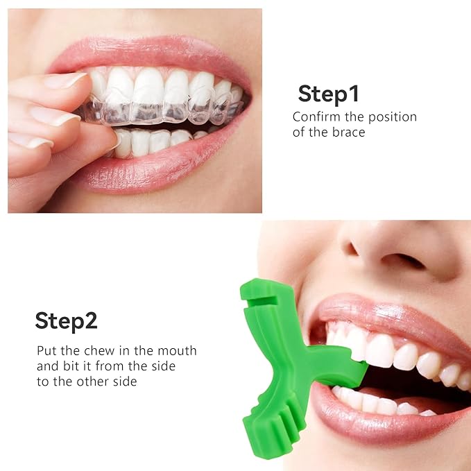 Aligner Chewies for Invisalign, 2 PCS Y-Shaped Chewies for Invisalign Trays Seater Invisible Braces Orthodontic Munchies Dental Chewies (Green/Mint Flavor)