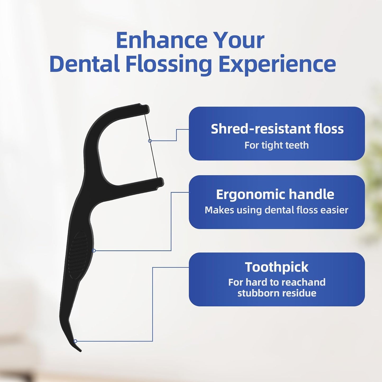 RAZOKO Biodegradable Dental Floss Picks, Charcoal Toothpick Stick Soft On Gum & Teeth, Plant Based Dental Floss Picks for Adults & Kids 200 Count