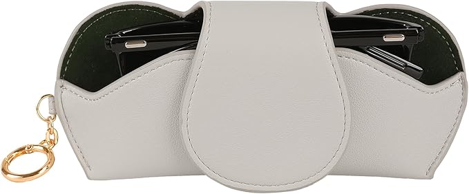 KINIVA Sunglasses Holder for Car Visor with Hanging Hook Portable Leather Glasses Storage Bag with Detachable Clips