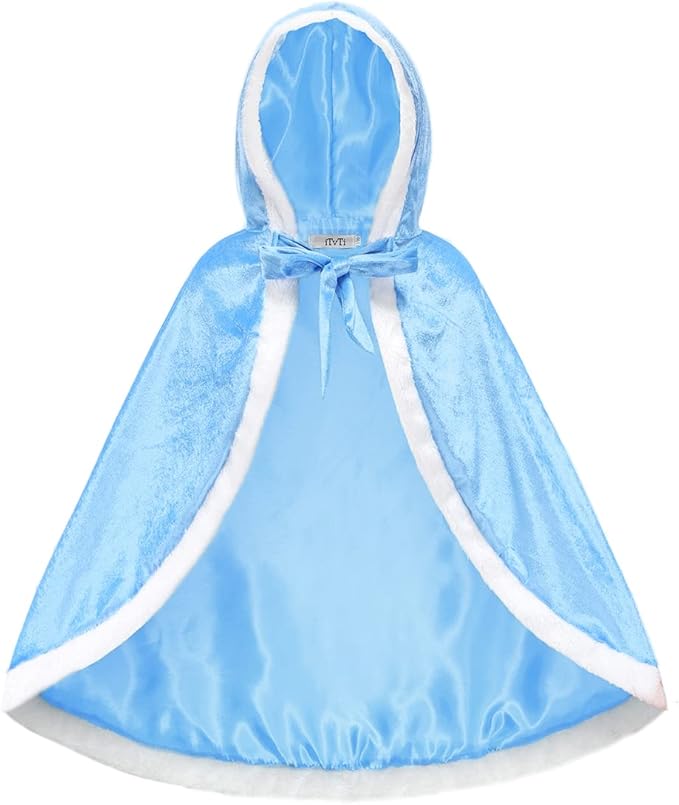 Princess Cloak with Hood Girls Cape Kid Toddler Costume Dress up for Halloween Christmas Carnival Cosplay