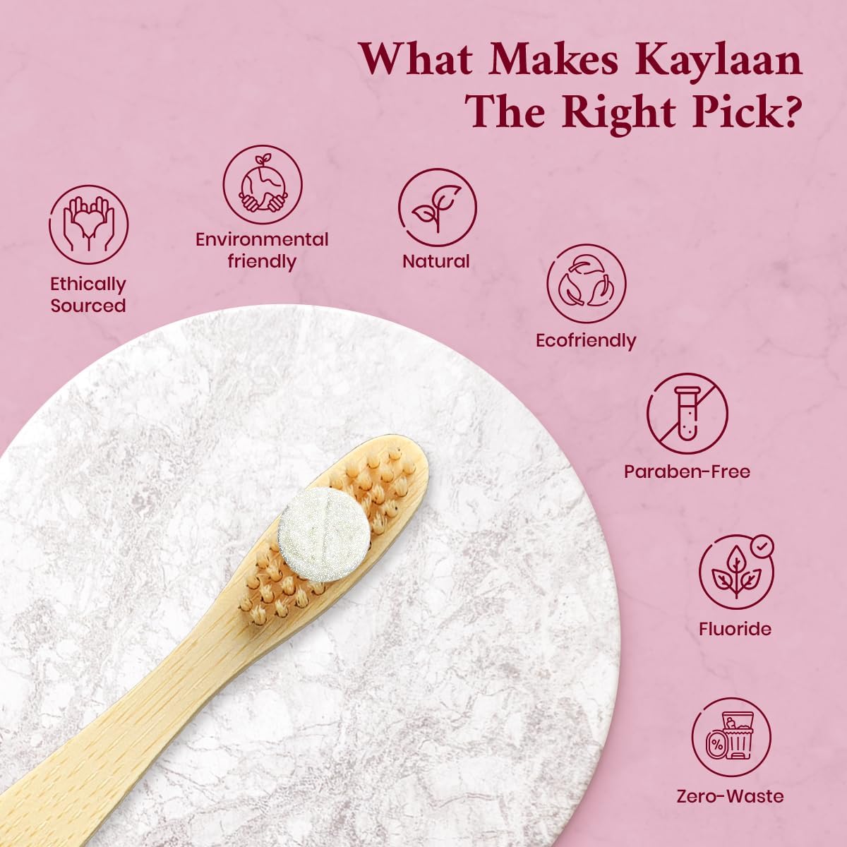 Kalyaan Kids Toothpaste Tablets with Fluoride | Whitening, Sensitivity Relief & Cavity Protection | Chewable, Plastic-Free, Travel-Friendly - Watermelon, 90 Count, Made in USA