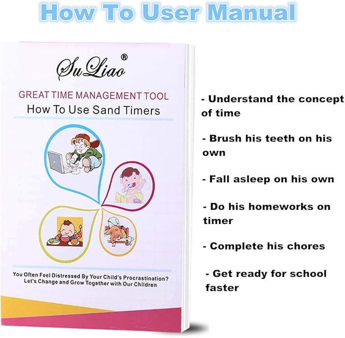 Hourglass Sand Timers 1/3/5/10/15/30 Minutes, Colorful Sand Clock for Kids, Mini Plastic Sand Watch for Games Classroom, Small Glass Sandglass Timer Set (Pack of 6)