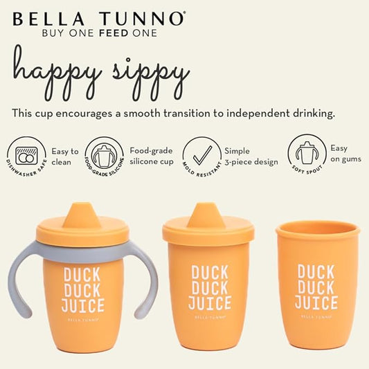 Bella Tunno Sippy Cup, Silicone Training Cup with Transition Handles for Infants, Toddlers & Kids, Babies 6-12 Months & Toddlers 1-3 Years, Boys & Girls, Duck Duck Juice, 8 oz