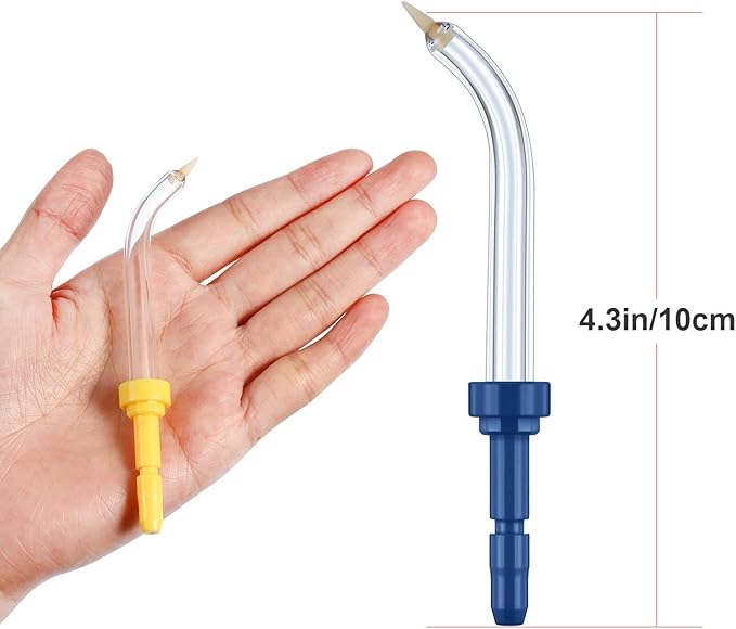 Yaomiao 4 Pcs Replacement Heads Tips Compatible with Waterpik Water Flossers and Other Brand Oral Irrigators 2 Colors Periodontal Tips for Dental Water Flossers