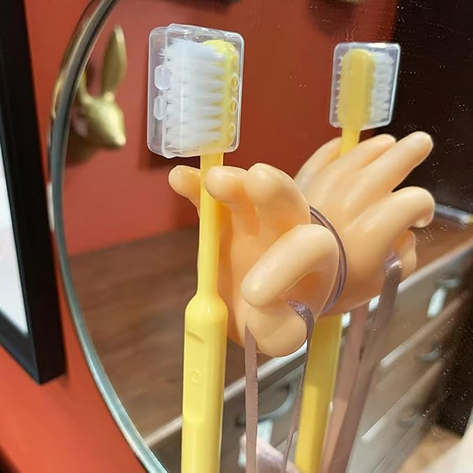 2 Pack Rain Boot Toothbrush Holder Silicone Cute Organizer for Your Bathroom Perfect Toothbrush Holder for Children,Safety Razor Stand Multi Purpose Bathroom Accessory (OK Small Hand)