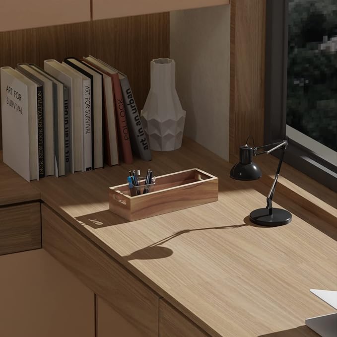 Natural Acacia Wood Bathroom Tray with Handles for Organizing Toiletries and Accessories - 16.5L x 6W inch