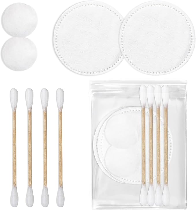 Travel Cotton Swabs Set Portable,Hotel Vanity Kit Individually Wrapped,Vanity Kit Travel,Include Cotton Swabs Cotton Balls,Cotton Rounds for Ear,Cosmetics,Makeup Remover,Nail Polish Remover (50)