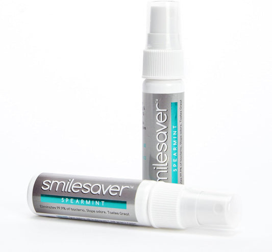 Smilesaver Retainer Cleaner Spray – Invisalign, Mouth Guard, and Denture Cleaner – Quick Oral Care for Aligner & Retainer Hygiene – Natural, Portable & Minty Fresh Oral Care Products (1oz) (Pack of 2)