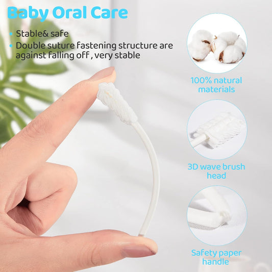 Tondiamo 100 Pcs Baby Tongue Cleaner Toothbrush Baby Oral Cleaner with 3 Pieces Finger Toothbrush for Newborn Mouth Oral Cleaning Infant for 0-36 Months