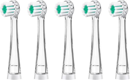 Teeteck 5 Pack Kids Toothbrush Replacement Heads Compatible with SEAGO SG513/SG977/SGEK6, DadaTech DT-K6/DT-BB1/DT-977, Brush-Baby WildOnes (Ages 8-18 Months/Green)