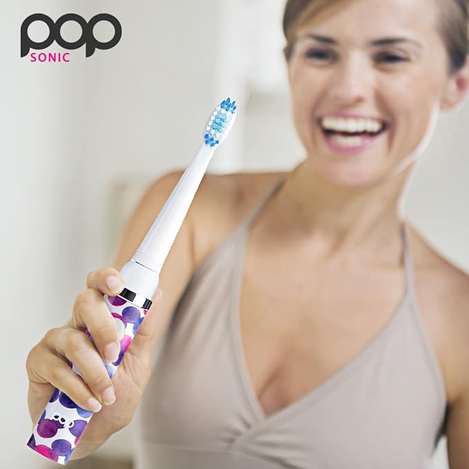 Pop Sonic Electric Toothbrush (Purple Bubble) - Travel Toothbrushes w/AAA Battery | Kids Electric Toothbrushes with 2 Speed & 15,000-30,000 Strokes/Minute, Dupont Nylon Bristles