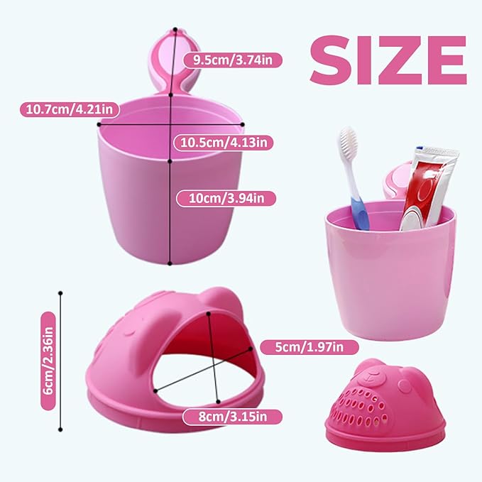 Bath Rinser Cup for Babies, Cartoon Bear Baby Bath Rinse Cup with Handle, Multi-Use Rinsing Water Scoop for Protecting Infant Toddlers Eyes