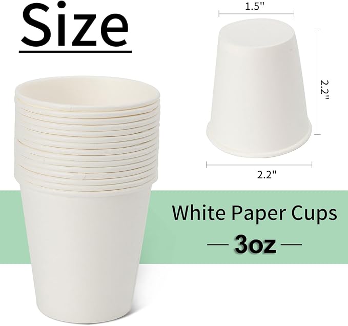 3000 Count 3 oz Small Paper Cups, Bathroom Paper Cups, Mouthwash Cups, Perfect for Bathroom