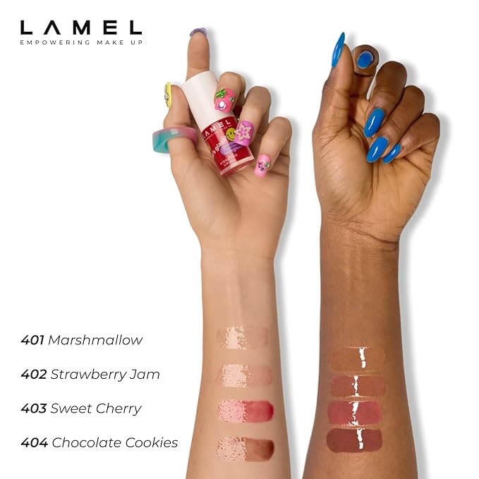 Lamel Hydrating Lip Oil LET`S GLAZE - Hydrating Lip Gloss Flavoring - Fat Oil Lip Gloss - Plumping & Glossy Balm - №402 Strawberry Jam