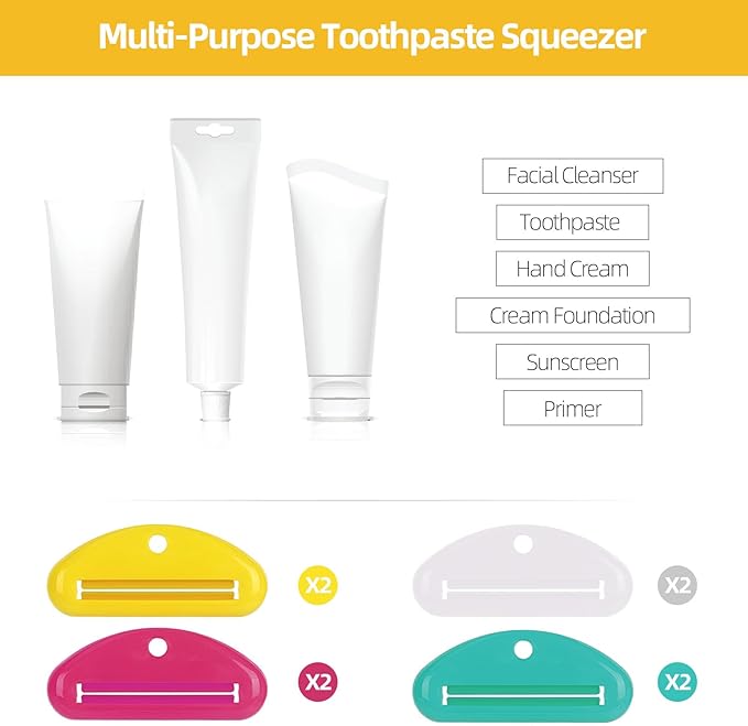 8Pcs Toothpaste Tube Squeezer Dispenser for Toothpaste Cream Cosmetics and Paint (Colorful)