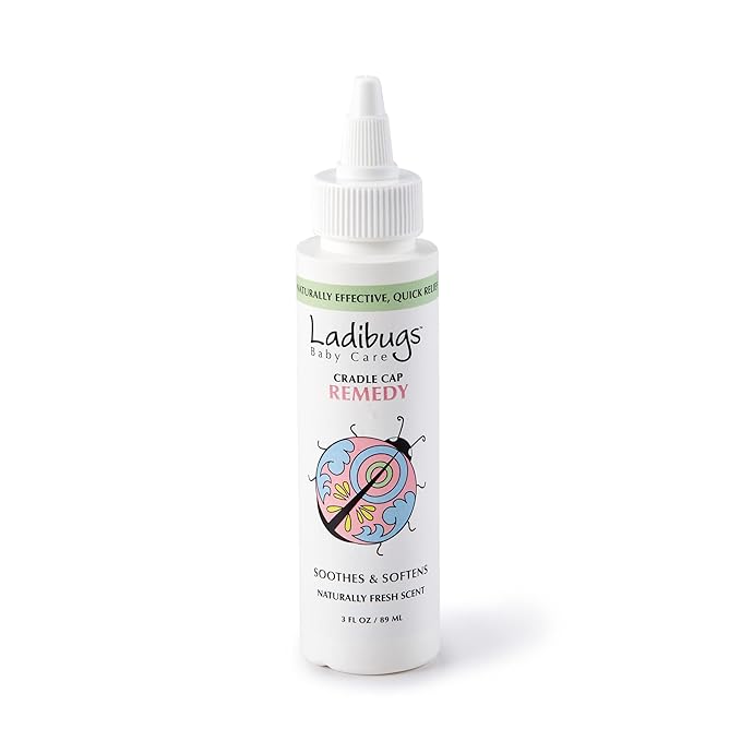 Ladibugs Cradle Cap Remedy Kit, 3oz | Includes Cradle Cap Serum & Fine-Toothed Comb | Effectively Removes Scales & Flakes | Soothes & Softens Scalp