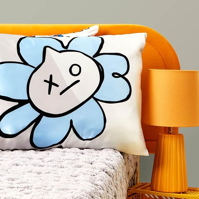 Kitsch x BT21 (Van) Satin Pillowcase with Zipper for Hair & Skin - Softer Than Silk Pillow Cases, Smooth Cooling Pillow Cover, Wrinkle-Free, Machine Washable, King Size (19x36)