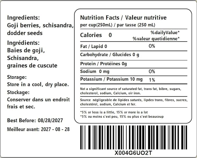 Goji Dodder Seed Five Flavor Berry Men’s Herbal Blend Tea – 枸杞菟丝子五味子茶 – 3.5oz/100g (30 Pyramid Tea Bags), Natural, Caffeine-Free, Non-GMO, Supports Vitality & Wellness