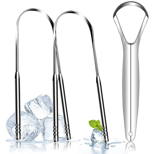 Premium Tongue Scraper, 3PCS Tongue Scraper, Stainless Steel Tongue Scrapers, Tounge Scraper Cleaner, Professional Tongue Brush,Tongue Coating Remover, Oral Care