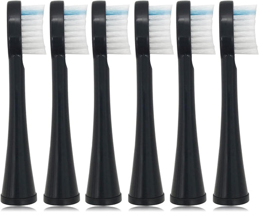 SF-03W Replacement Heads fit for Waterpik Sonic Fushion SF-02W, SF-01W, SF-04, with Brush Head Cover 6 PCS, Black