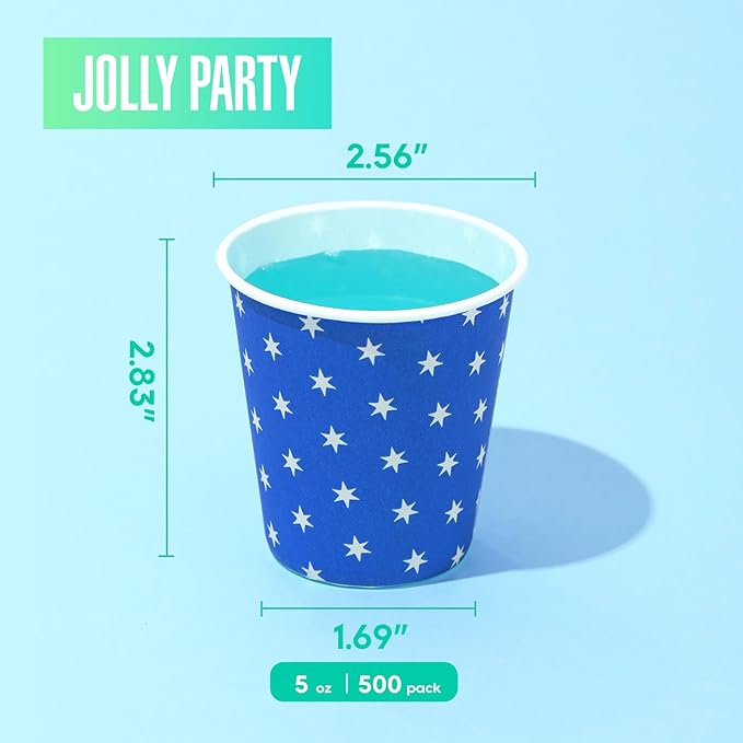 500 Pack 5oz Paper Cups, Multicolor Paper Disposable Cups, Small Mouthwash Cups, Cold Beverage Drinking Cup for Party,Travel and Event (Stars)