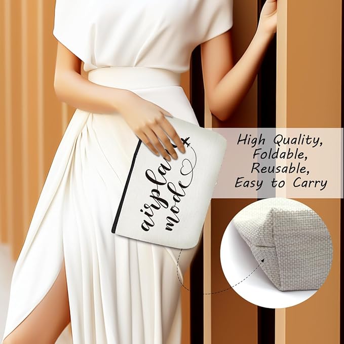 Funny Airplane Travel Gifts for Women Makeup Bag Travel Essentials Cosmetic Bag Travelers Toiletry Bag Flight Vacation Gifts for Sister Travelers Girls Trip Birthday Mothers Day Anniversary