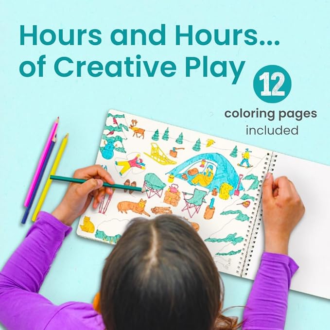 CUPKIN Sticker Book for Kids 2-4, 500+ Kids Stickers, Camping Stickers 12 Coloring Pages 12 Side by Side Scenes, Fun Toddler Travel Activity Coloring and Sticker Books for Ages 4-8 + 8-10