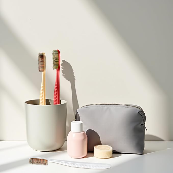 Big Head Medium Toothbrush Long Head Adult Toothbrush Cleaning Stains whitening Teeth Set of 4.