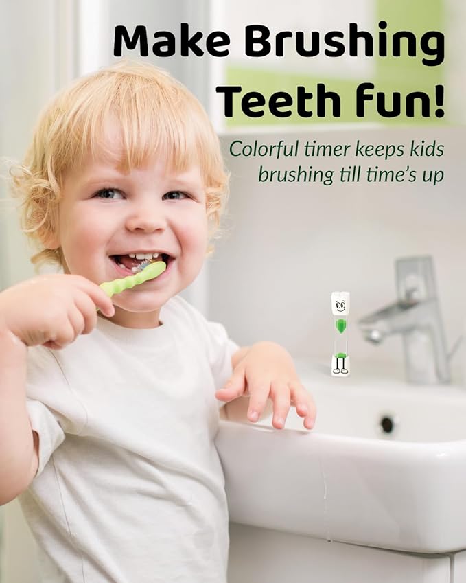 Toothbrush Timer for Kids - 2 Minute Sand Timer for Brushing Teeth - Tooth Brush Time Sand Clock - Two Minute Hour Glass - Enjoy Easy Nighttime Routines - Multi-Color Smily Face for Kids