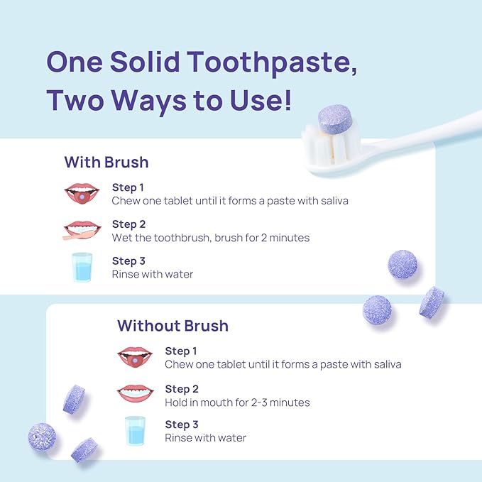 Whitebite Pro Color Correcting Toothpaste Tablets – Natural Whitening & Fresh Breath with Nano Hydroxyapatite | Fluoride-Free, Plastic-Free, Travel-Friendly Toothpaste & Mouthwash (60 Tabs)