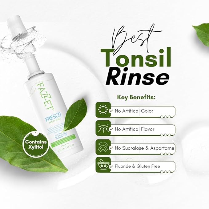 Fresco Halitosis Dry Mouth Oral Rinse – Soothe Tonsils, Combat Bad Breath – Alcohol, Gluten, and Paraben Free Mouthwash – Fresh Mint Flavor