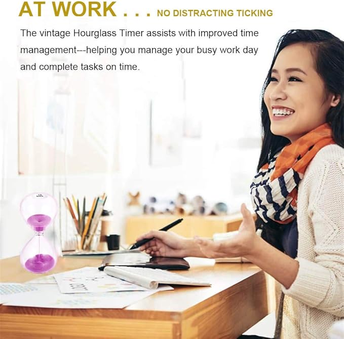 SuLiao Hourglass 60 Minute Sand Timer: 5.1 Inch Purple Sand Clock 60 Min, Unique 1 Hour Glass Sandglass for Kids, Games, Classroom, Home, Desk, Office Decorative