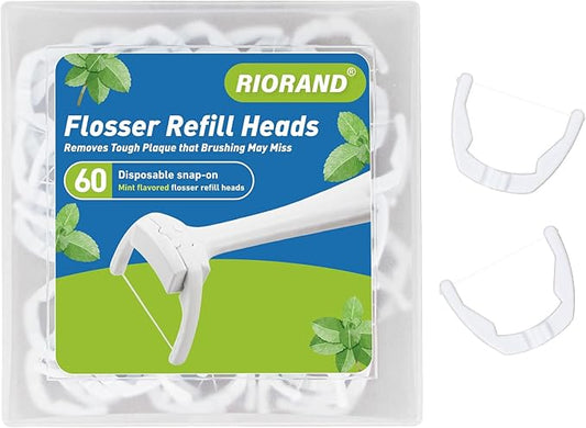 RioRand Ultraclean Access Flosser Refill Heads, Deep Clean Teeth, Protect Teeth and Gums PFAS Free, Compatible with Listerine Ultraclean Access Flosser 60 PCS (Pack of 1)
