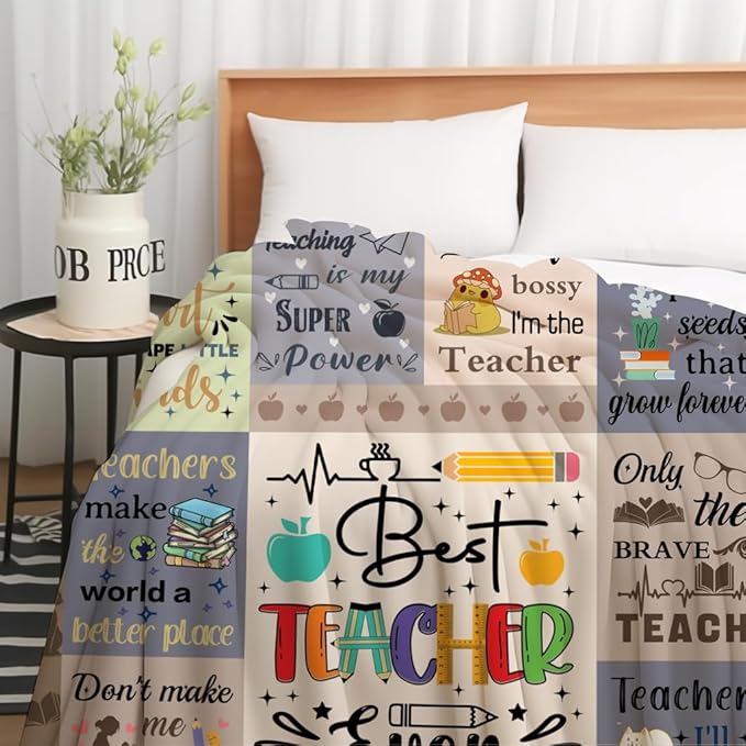 Teacher Blanket Gifts for Women Gifts Teacher Appreciation Gifts Retirement Throw Blankets Plush Flannel Bedding Decor Best Teacher Gifts 50"X40"
