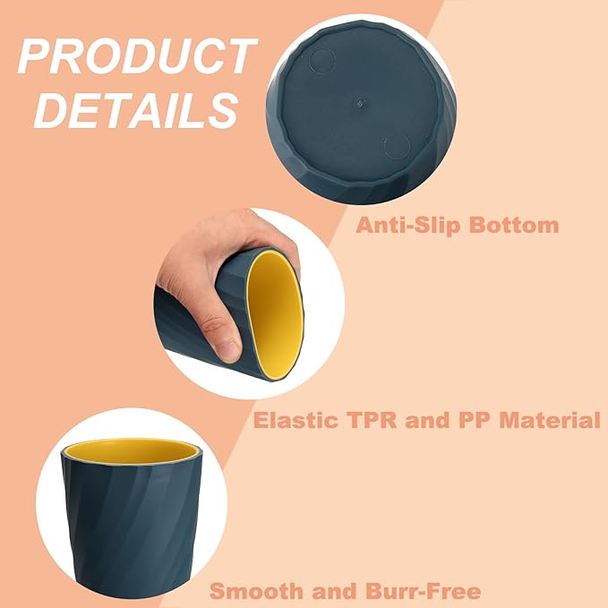 uxcell Toothbrush Cup Portable Mouthwash Cup Reusable Toothbrush Holder Organizer Bathroom Tumbler Cup 370ml for Home Bathroom Travel, Dark Blue