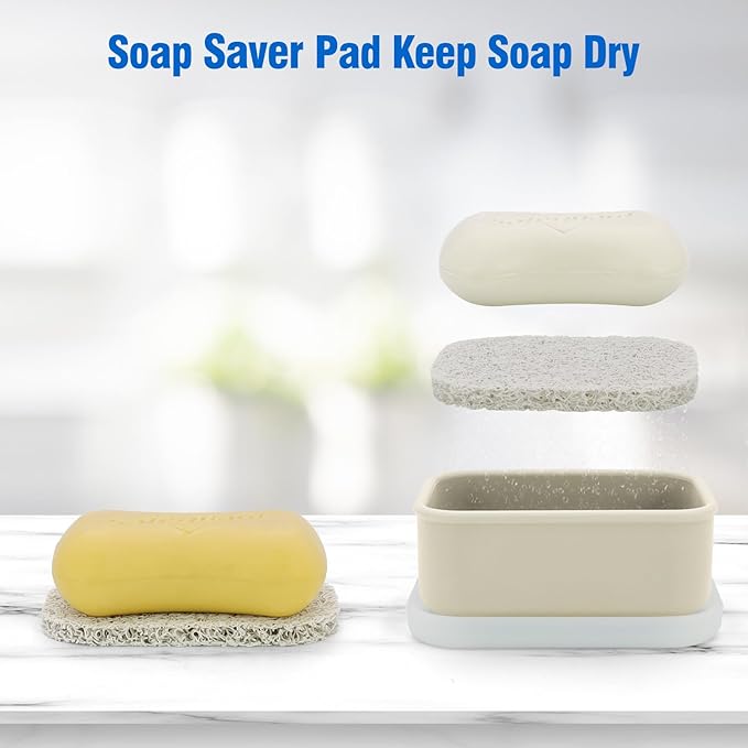 Compact Leakproof Travel Soap Case, Shatterproof Silicone Travel Soap Container with Draining Pad, Great for Outdoor, Camping, Gym (Off-White)