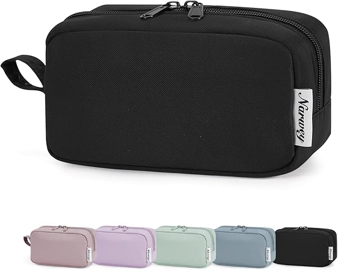 Narwey Small Makeup Bag for Purse Travel Makeup Pouch Mini Cosmetic Bag Zipper Pouch for Women (Black, Small)
