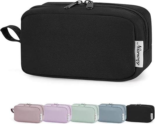 Narwey Small Makeup Bag for Purse Travel Makeup Pouch Mini Cosmetic Bag Zipper Pouch for Women (Black, Small)