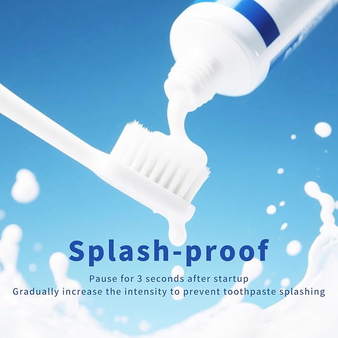 Rooman Oscillation&Vibration Sonic Electric Toothbrush for Adults, with 8 Brush Heads for Travel & Teeth Care, 20000 VPM, 3 Cleaning Modes, 2-Minute Timer, IPX7 Waterproof (White)