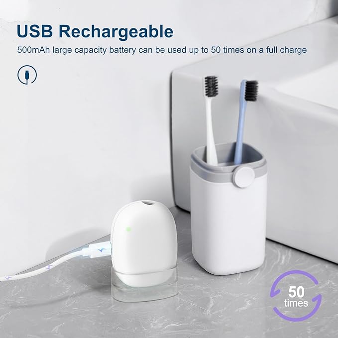 Toothbrush Holder, Toothbrush Cleaner Case, Portable USB Charging Toothbrush Cover with U V-C Light, Travel Toothbrush Holder