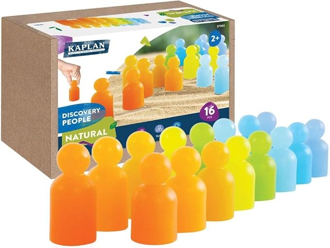 Kaplan Early Learning Discovery People - Natural - 16 Pieces | Toddler Stacking and Sorting, Nesting Toys | Preschool Block Play
