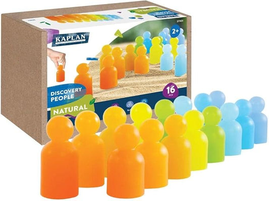 Kaplan Early Learning Discovery People - Natural - 16 Pieces | Toddler Stacking and Sorting, Nesting Toys | Preschool Block Play