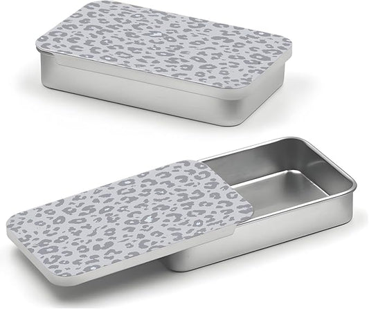 Portable Dental Floss Case, Refillable Cute Travel Floss Dispenser for Men & Women, Pocket Travel Floss Picks Case for Purse, Backpack, Bag Grey Leopard